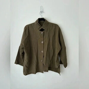 Fridaze 100% linen lagenlook army green  jacket